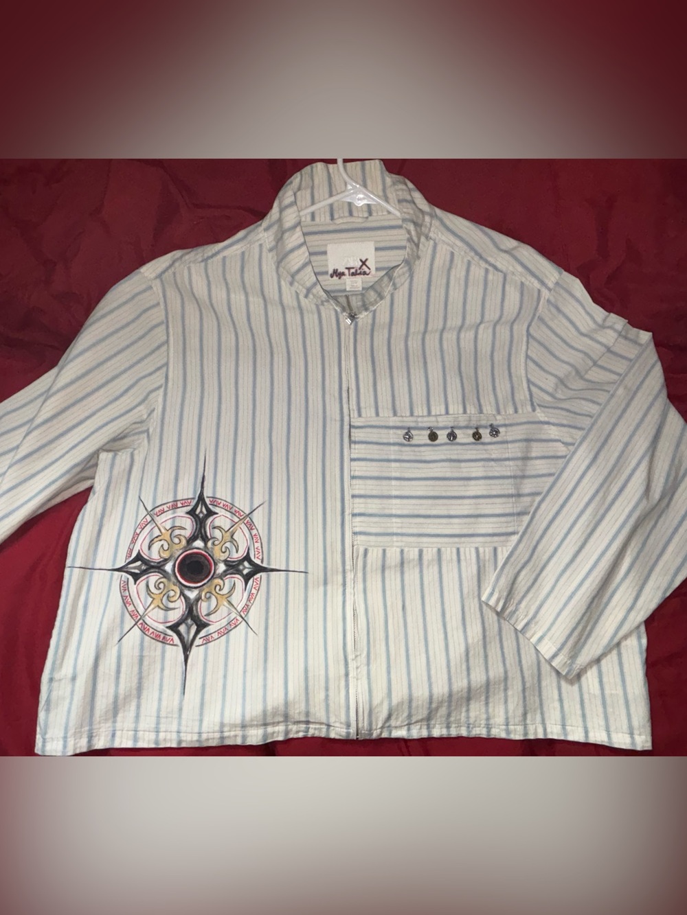 ZARA X Mya Talia Striped Utility Jacket Blue & White Medium
